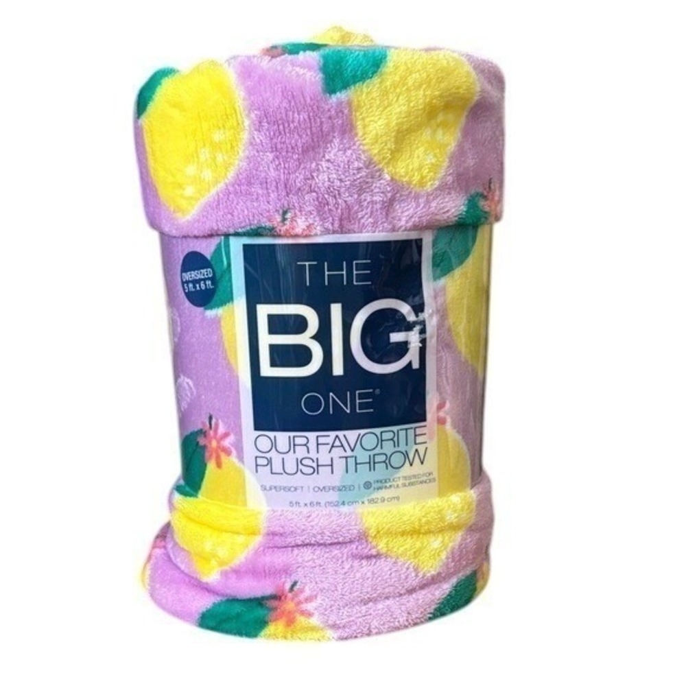The Big One Lemon Lavender Summer Oversized Super Soft Plush Throw 5ft X 6ft NEW